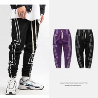 

OEM stock dropshipping Wholesale Custom Mens Cargo Pants Contrasting Striped Nylon Track Pants