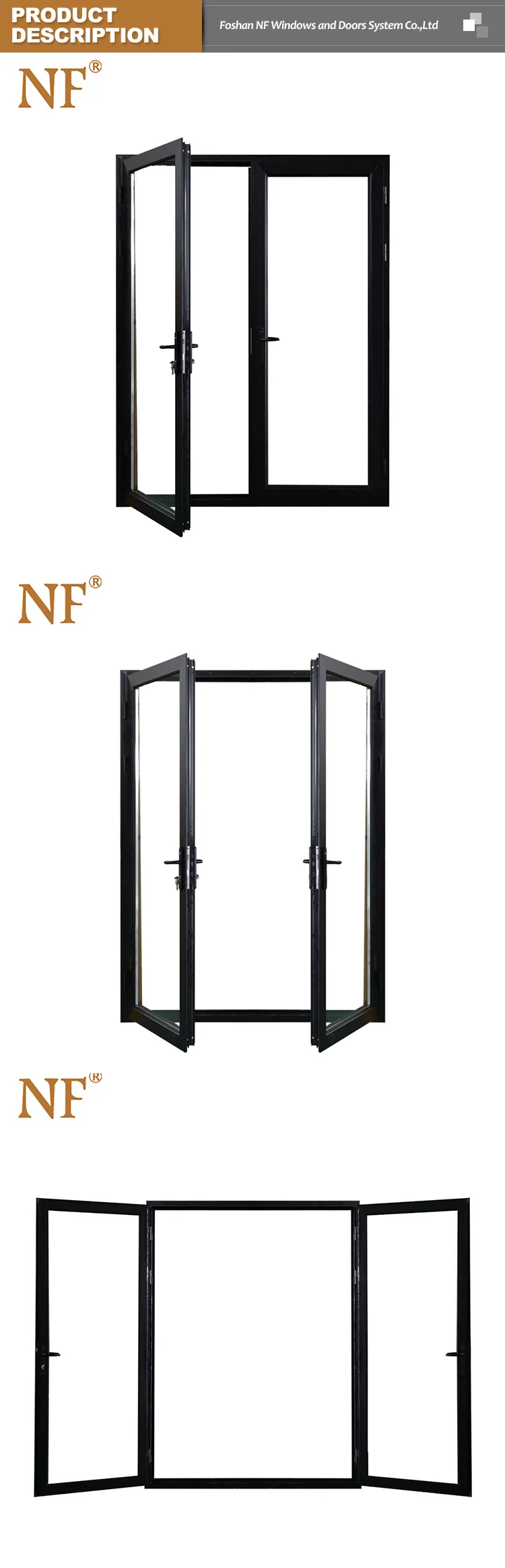 Soundproof Unbreakable French Patio Doors Grill Design & Exterior