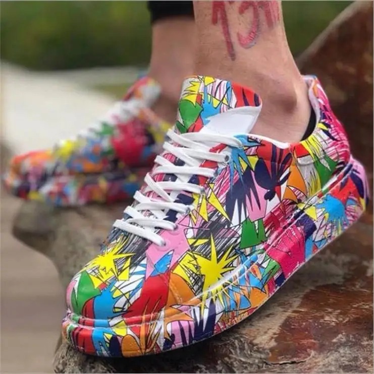 

Fall Shoes Women 2020 Wholesale Large Size Women's Shoes Camouflage Graffiti Lace up Casual Sports Shoes Women, Black red green
