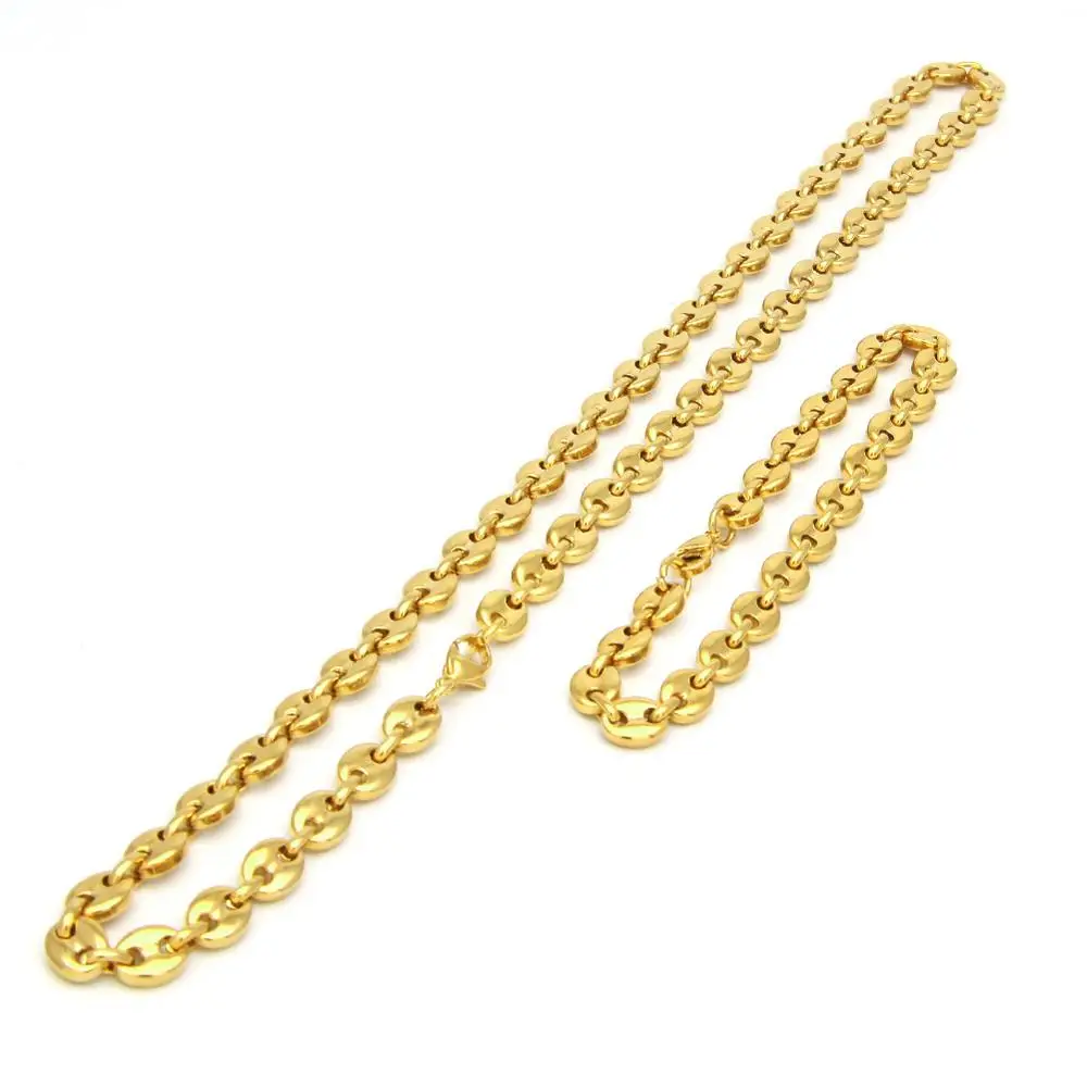 

Exquisite man women necklace electroplated gold silver hip hop pendant bracelet stainless steel chain necklace set