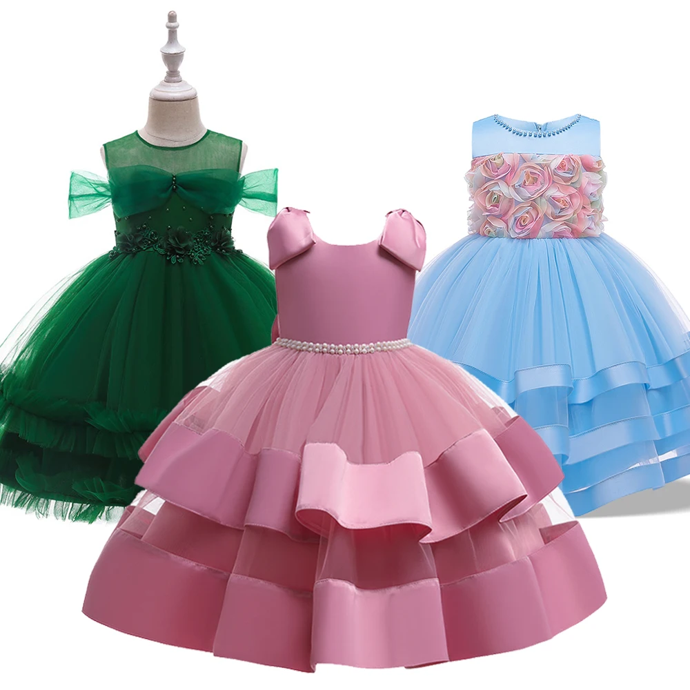 

MQATZ New girl party dress lilca gown 3 to 10years for kids princess wedding party frock