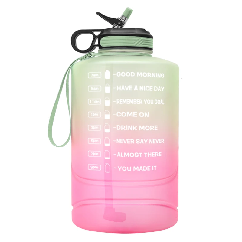 

2021hot one gallon sport water bottle Large Capacity motivational Water Bottle PETG Plastic Time Marker custom logo, Customized color