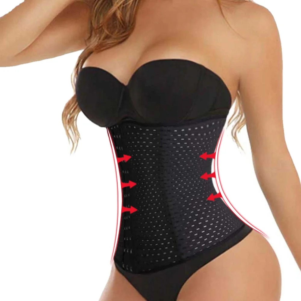 

Women's Waist Trainer Corset for Weight Loss Steel Boned Tummy Control Body Shaper with Adjustable Hooks, 4 color