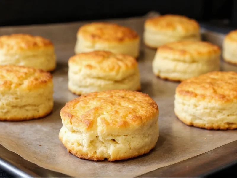 Golden flaky homemade biscuits fresh from oven