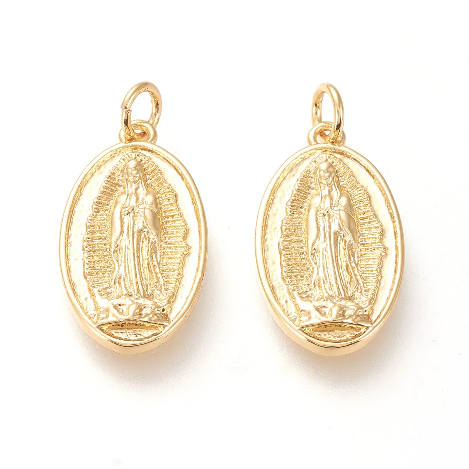 

Pandahall Real 20K Gold Plated Oval with Virgin Mary Brass Pendants