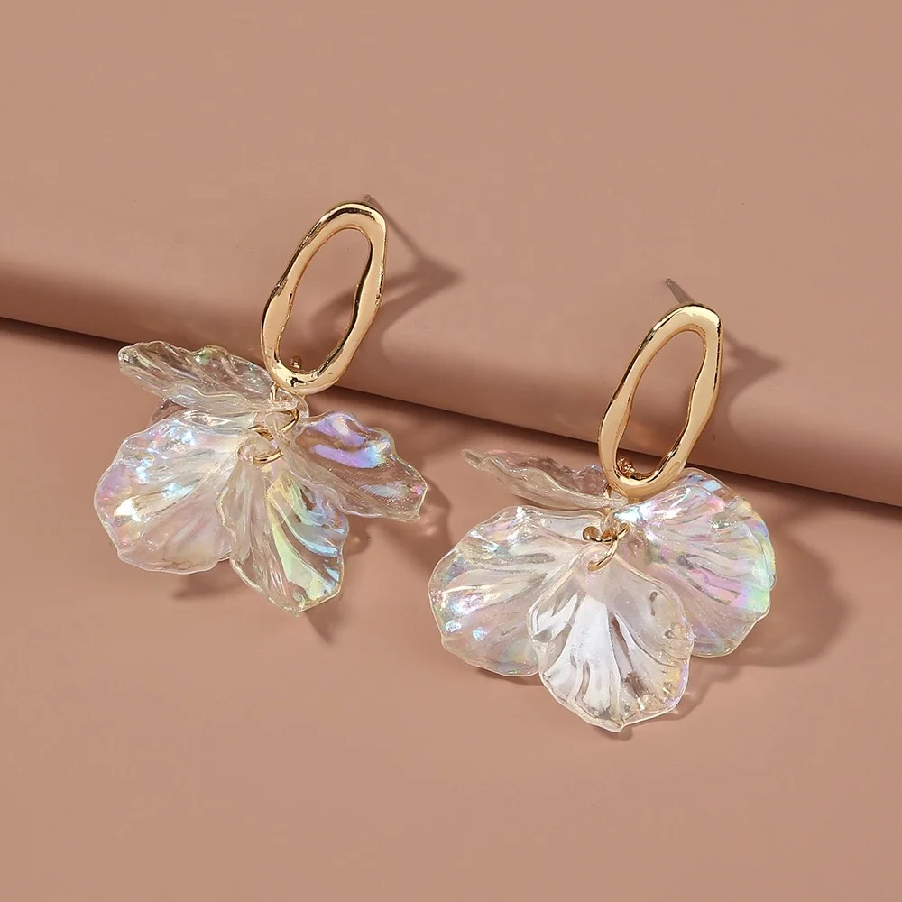 

NE843 New Pattern Handmade Gold Ear Accessories Ceramic Flower Earrings