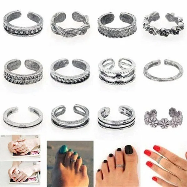 

2021 Whole 12PCS Alloy Toe Ring Foot Jewelry Set of 24pcs Adjustable Toe Ring