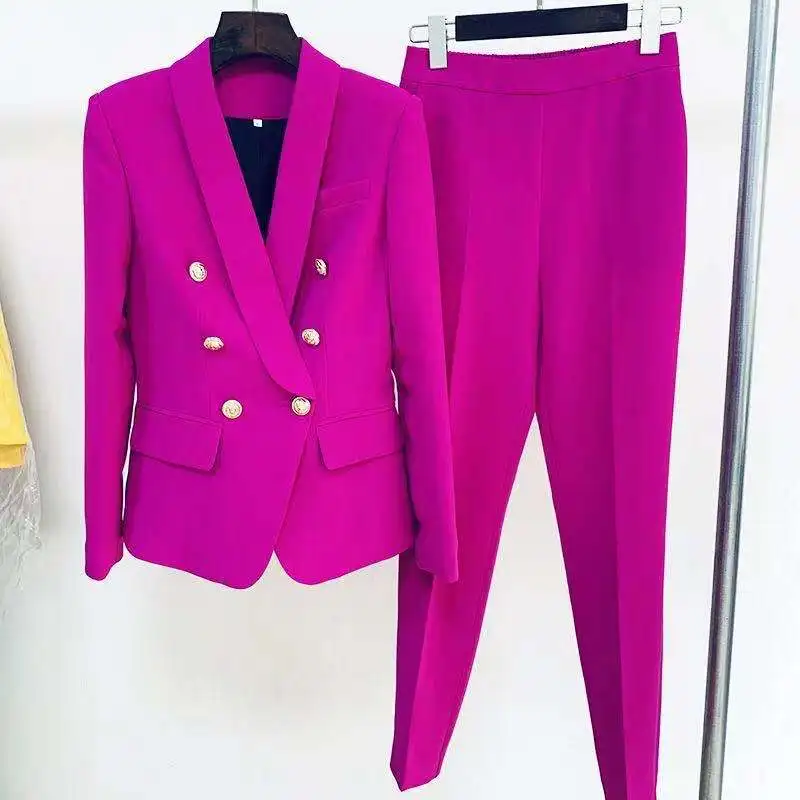 

A5655 Instock Item Two Pieces Women Blazer Suit Office Plus Size Long Pants Lades Sets Lady Suit Coat Pant