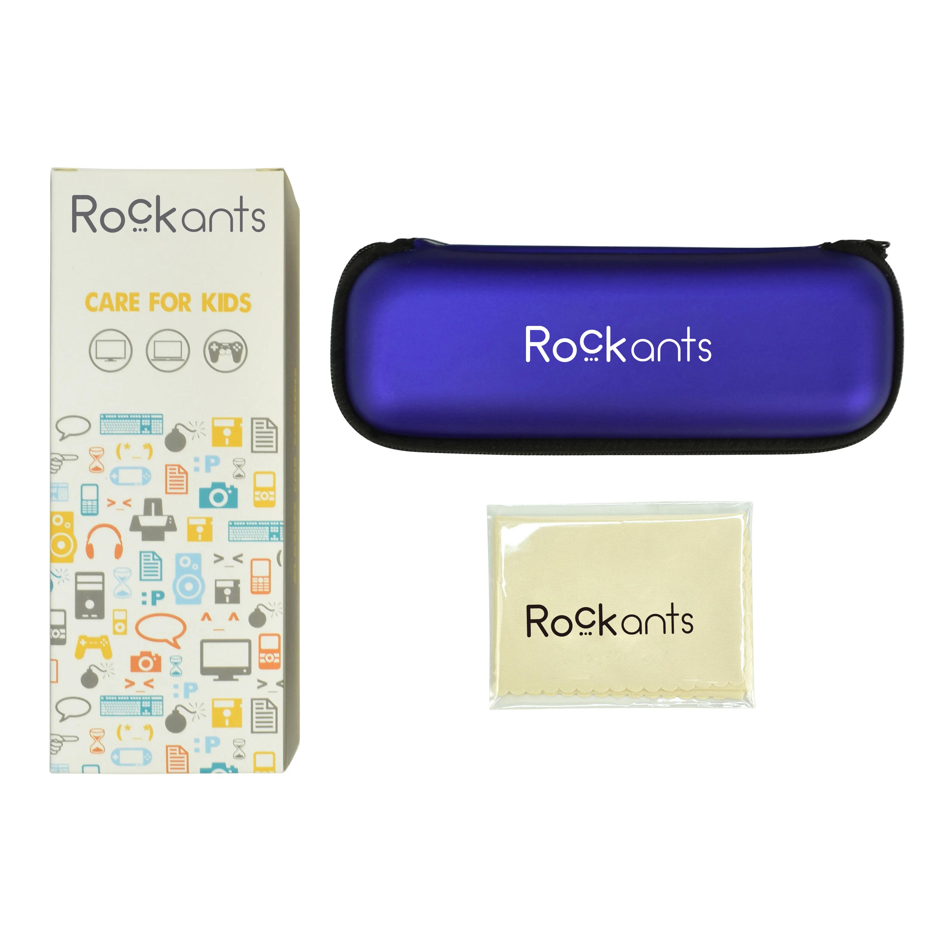 

Rockants Soft Leather Eyeglass Cases Kids Packaging Box, Blue and pink