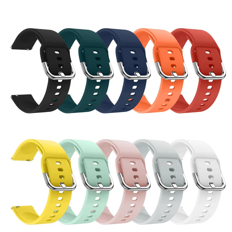 

Smart Watch Band 20mm 22mm Silicone Strap For Samsung Watch Active Rubber adjustable Wrist Watch Strap Band For Huawei, 10colors