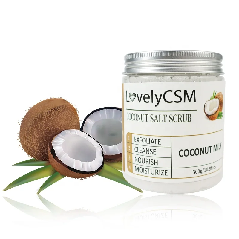 

Wholesale 100% pure coconut milk scrub natural coconut milk scrub whitening organic body care exfoliating coconut body scrub, White