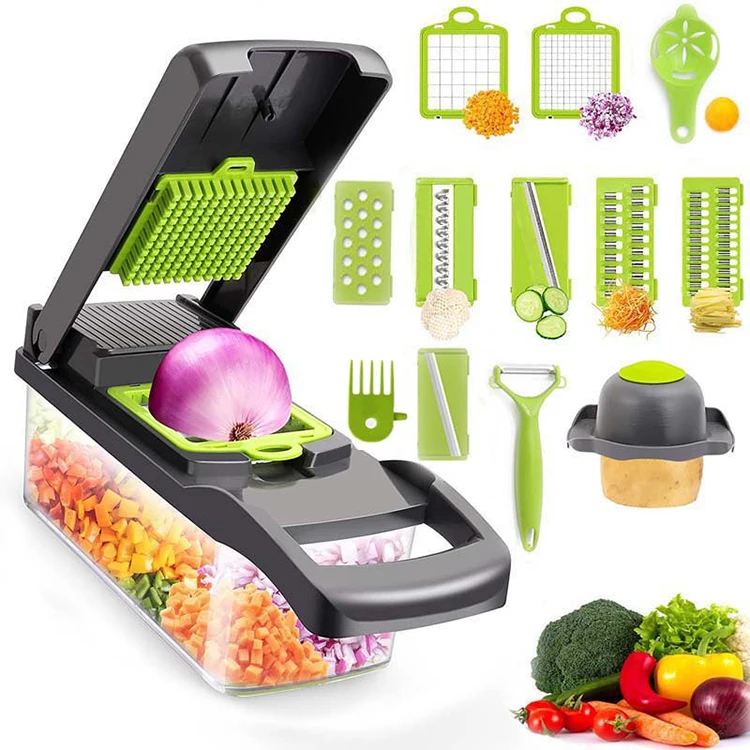 

Amazon Best Selling Plastic Slicer Reusable Slicer Manual Vegetable Cutter Salad Maker Potato Onion Carrot Cutter, Green
