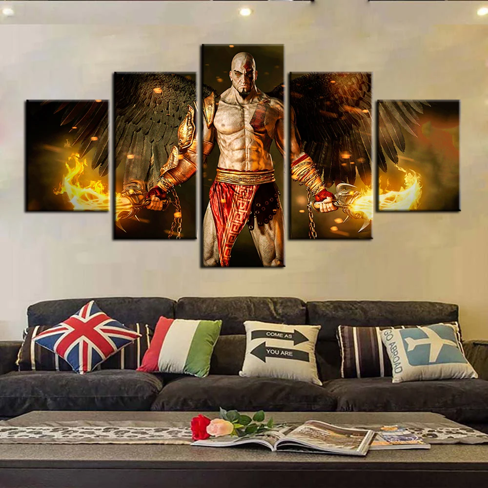 

Game Poster Wallpaper Wall Stickers Living Room Background Artwork God of War Oil Painting Canvas Art Wall Cover Murals Gifts, Multiple colours