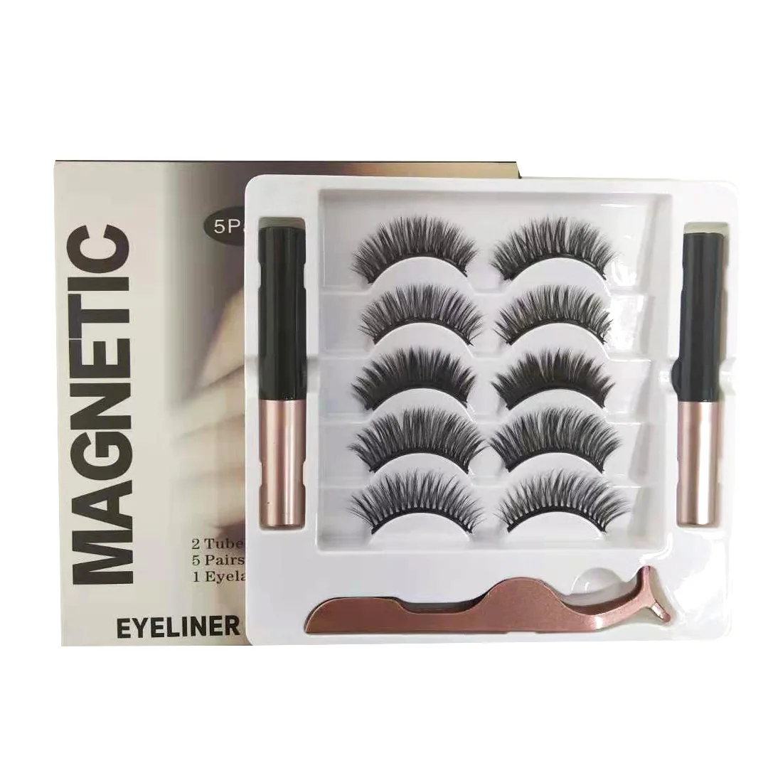 

Waterproof Vegan Faux Mink 3D Magnetic Eyelash 5 pair with Magnetic Eyeliner