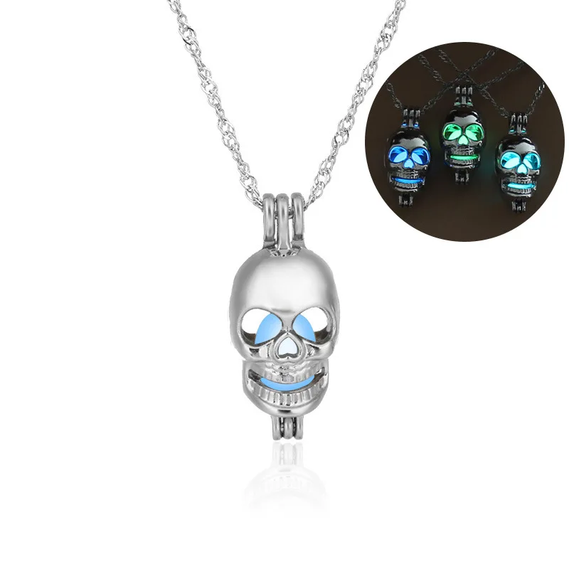 

Fashion Hot Sale Luminous Cage Necklace Hollow Skull Pendant DIY Jewelry