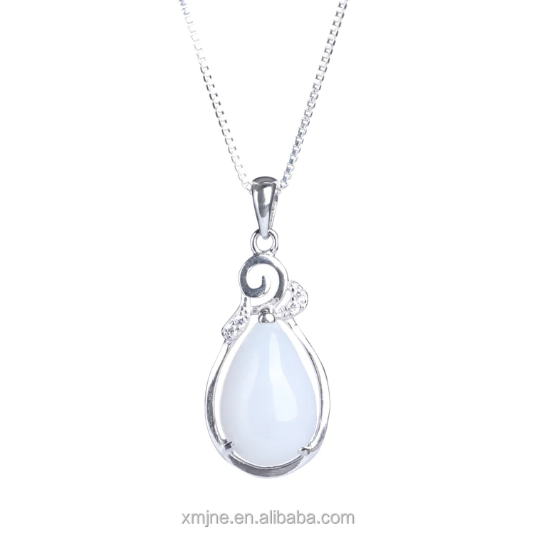 

S925 Silver Inlaid Water Drop Jade Pendant Myanmar Natural Jade Pendant Pendant Necklace Women Gifts Wholesale