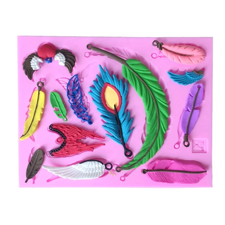 

New Angel's Feather Bird wings fondant 3D silicone decoration mold DIY Cake Decorating Tools cooking Baking mould, Pink