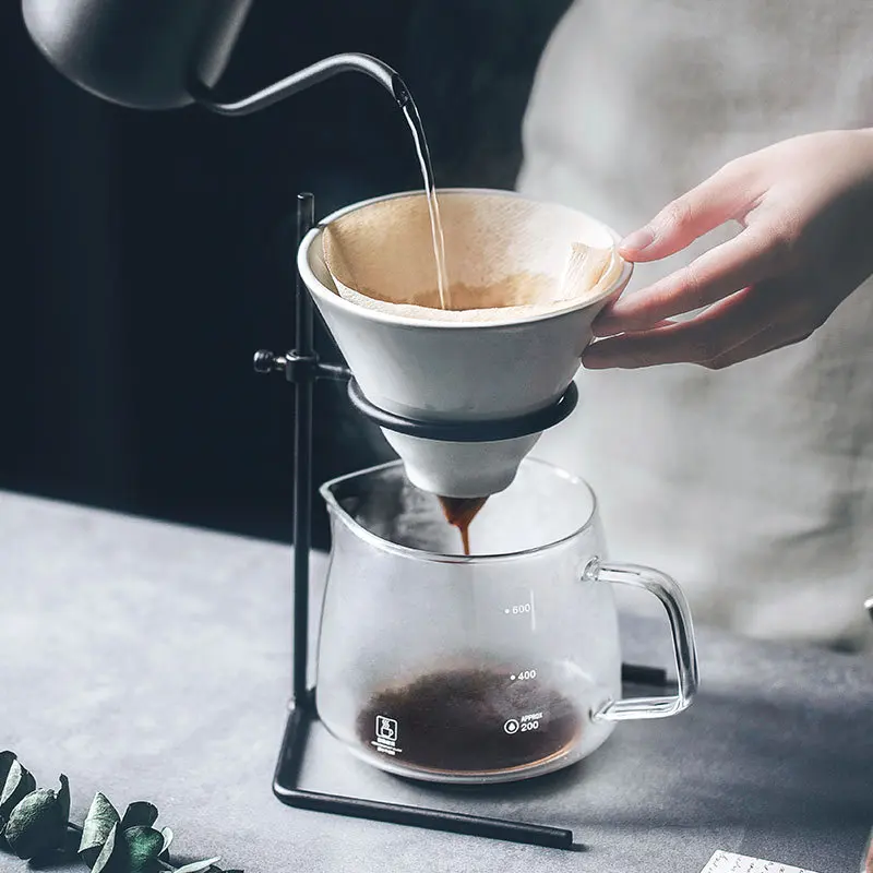 

Hand Brewed Coffee Filter Set With V60 Porcelain Coffee Hand Brewing Pots Pour Over Coffee Kettle Pot Dripper Stand Cup