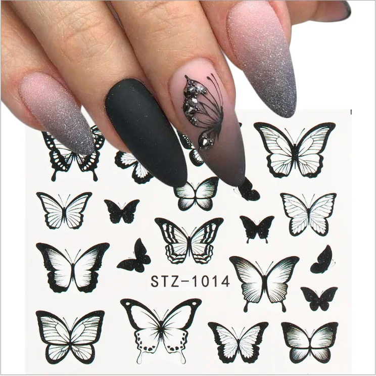 

Hot Sale classic watercolor big butterfly Fashion watermark nail sticker, Multicolor