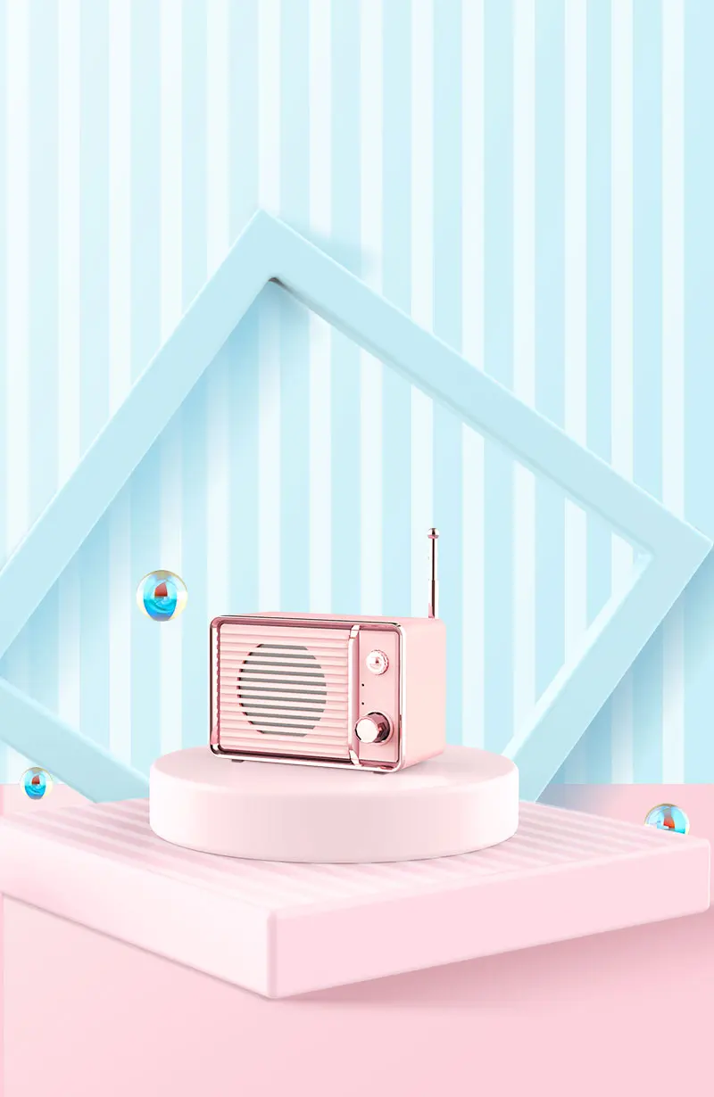 Beauty design retro TV classical speaker square shape radio mini speaker 3D surround handsfree portable bluetooth speaker DW01 - ANKUX.COM