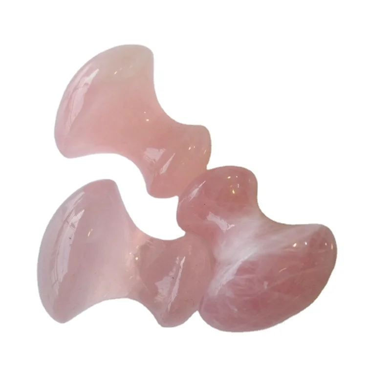 

Chinese supplier Rose Quartz mushroom shape gua sha massage tool for face Pink crystal board