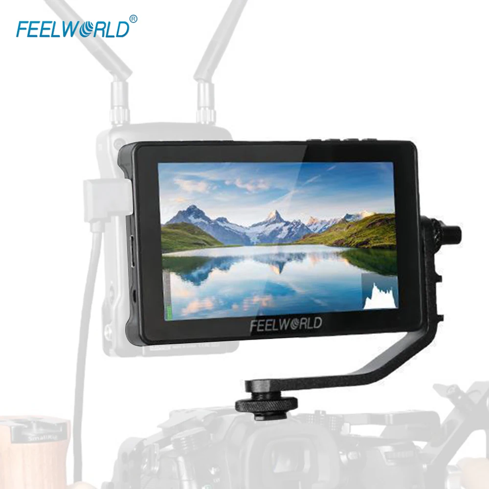 

FEELWORLD F5 Pro Video Monitor Camera for DSLR 5.5 Inch Touchscreen IPS FHD 1920*1080 with External Power Kit Wireless LED Light