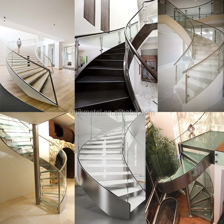 stainless steel  interior curved glass wood stairs /punched hole metal railing/laminated glass glass stairs2.png