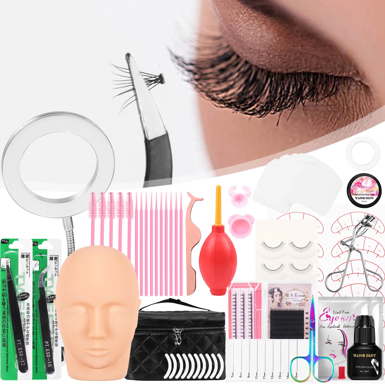 

False Eyelashes Lash Extension Kit Professional Makeup Tools Individual Eye Lash Handmade Training Kit Women Beauty Supplier