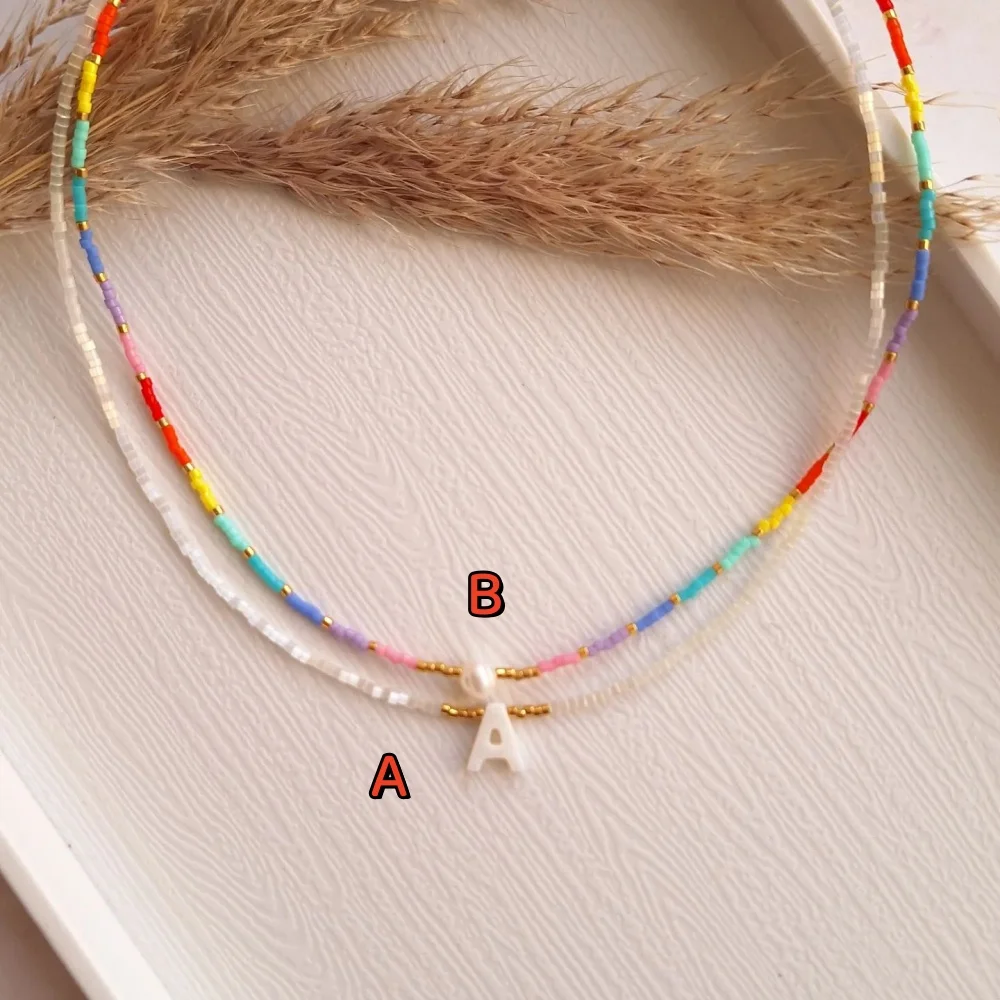 

Go2boho Dainty Seed Stack Rainbow Freshwater Pearl Chain Elegant White Letter Accessories Handmade Bead Necklace for Women 2024