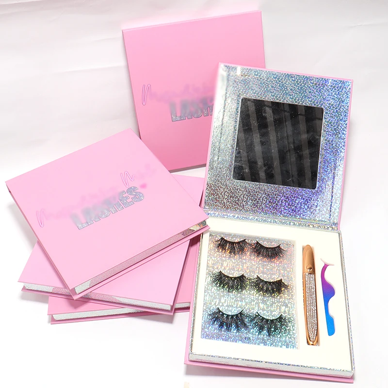 

New Style Custom Boxes No MOQ Free Logo Print Eyelashes Mink Lash Packaging Best Seller Faux Mink Lashes, Black