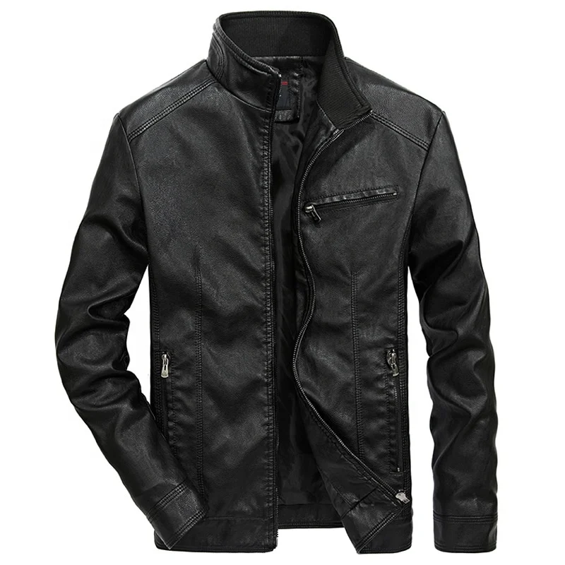 

Casual Youth Jacket Male Plus Velvet Zippered Leather Jacket, Pictures