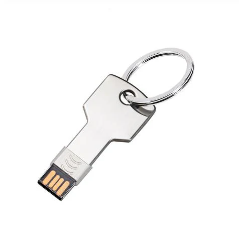 

Metal Key Shape USB Flash Drive Memory Stick Gold Silver Pendrive 2.0 1GB 4GB 8GB 16GB 32GB 64GB keychain gift with Custom Logo