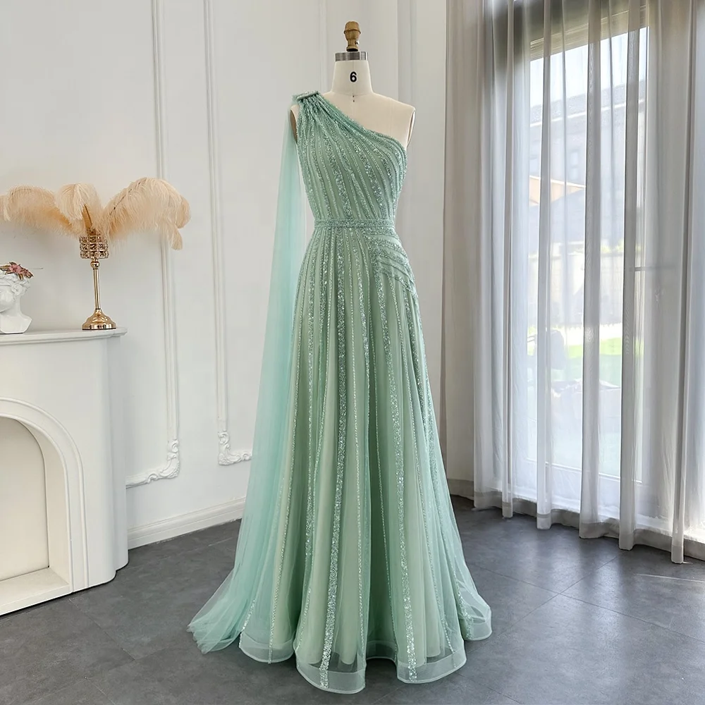 

Jancember LSCZ103 Elegant Organza One Shoulder Pattern Sequins Evening Party Dress