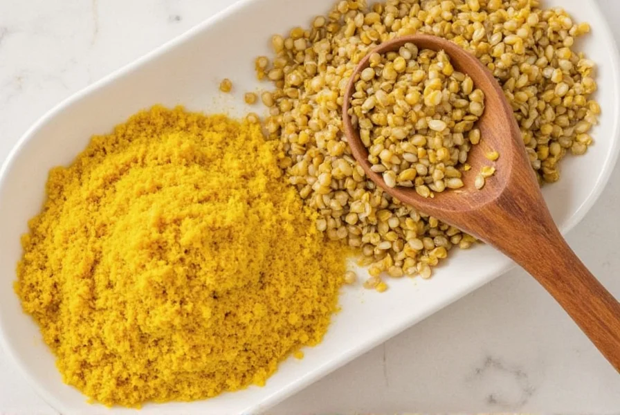 A well-stocked spice rack featuring a jar of ground mustard