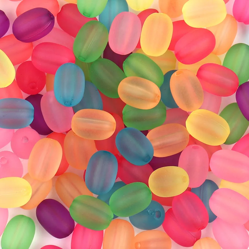 

Acrylic Oval Rubber Frosted Beads Transparent Candy Color Matte Beading DIY Bracelet Jewelry Accessories