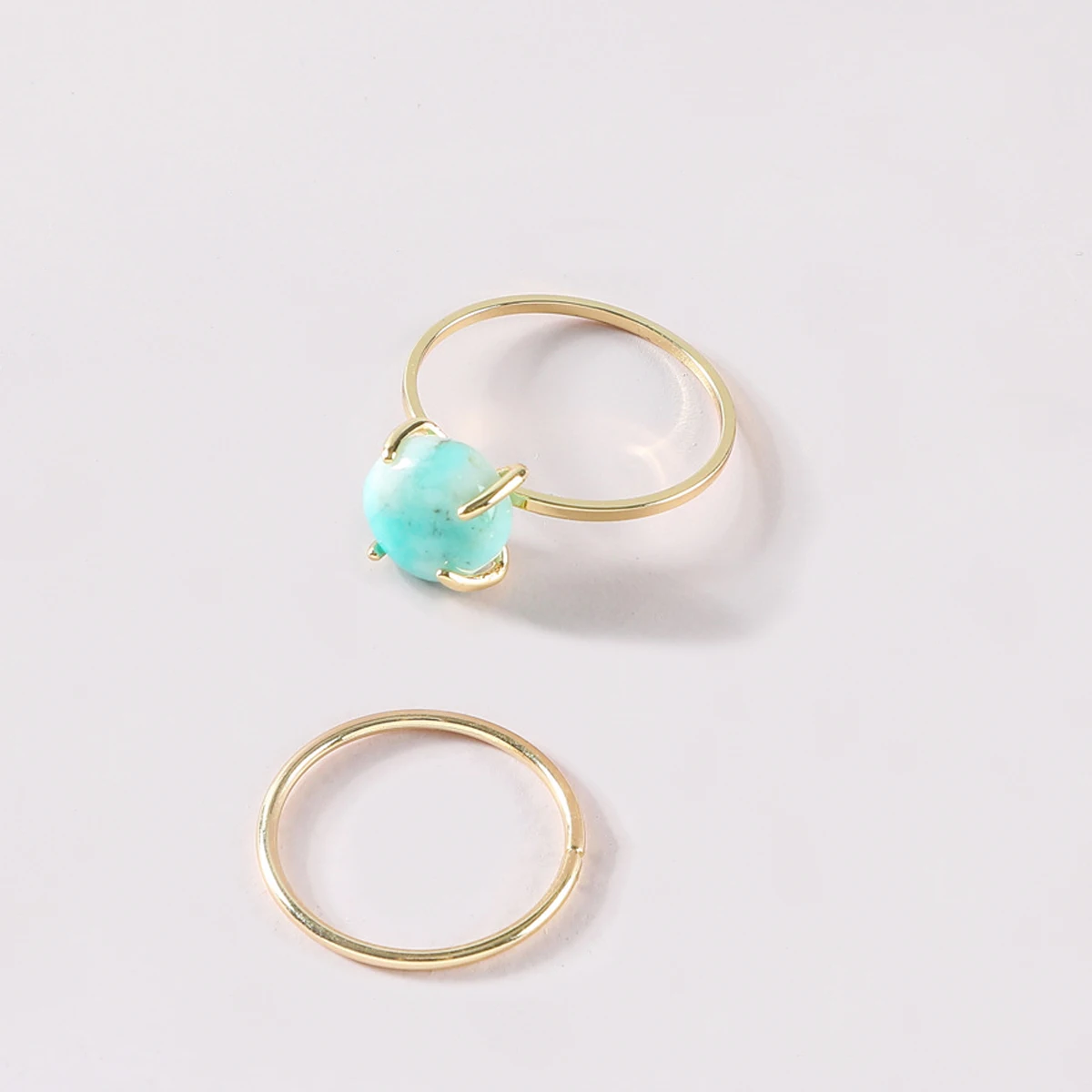 

High quality jewellery gold plated brass mint green turkish natural stone gem rings fasion jewelry set, Optional as picture,or customized