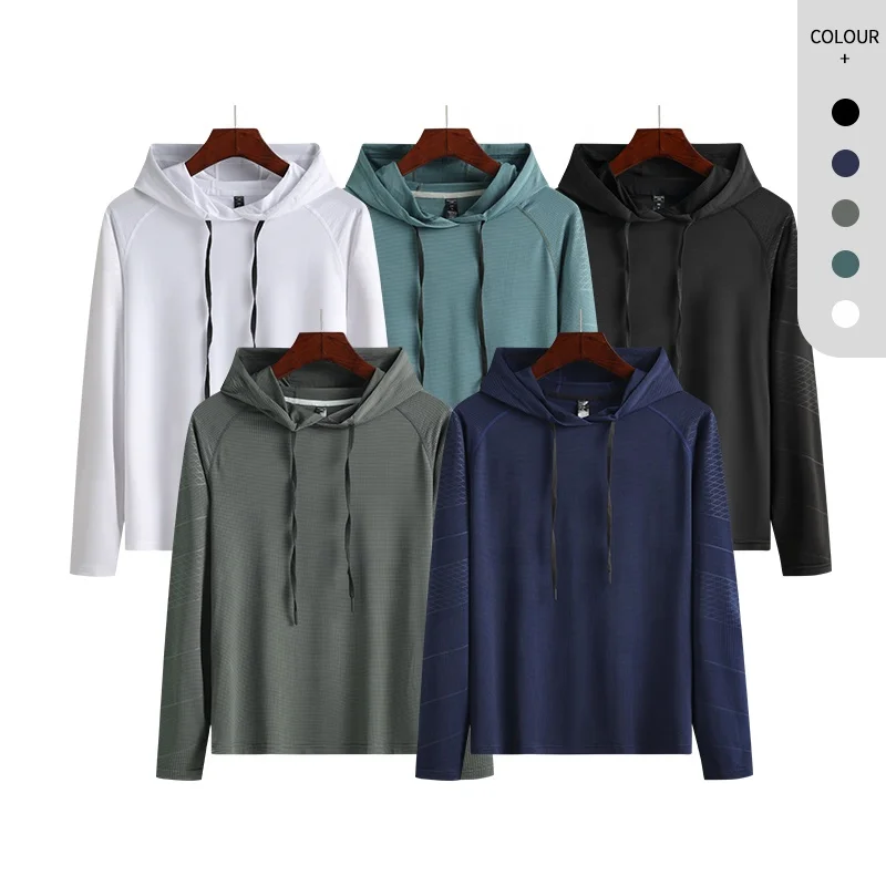 Plus Size Wholesale Men Long Sleeve Hoodie Muscle Fitness Gym Long Sleeve Shirts for Men