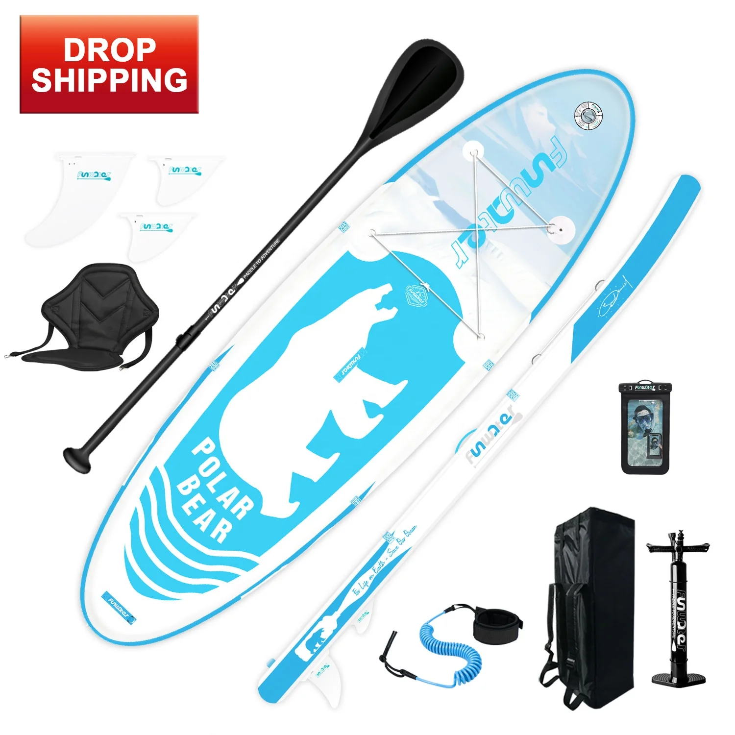 

FUNWATER Dropshipping sup stand board paddle inflatable paddleboard board inflatable paddle surfing board