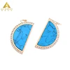 Wholesale Fashion 925 Sterling Silver Jewelry Gemstone Hoop Earrings with Blue Turquoise