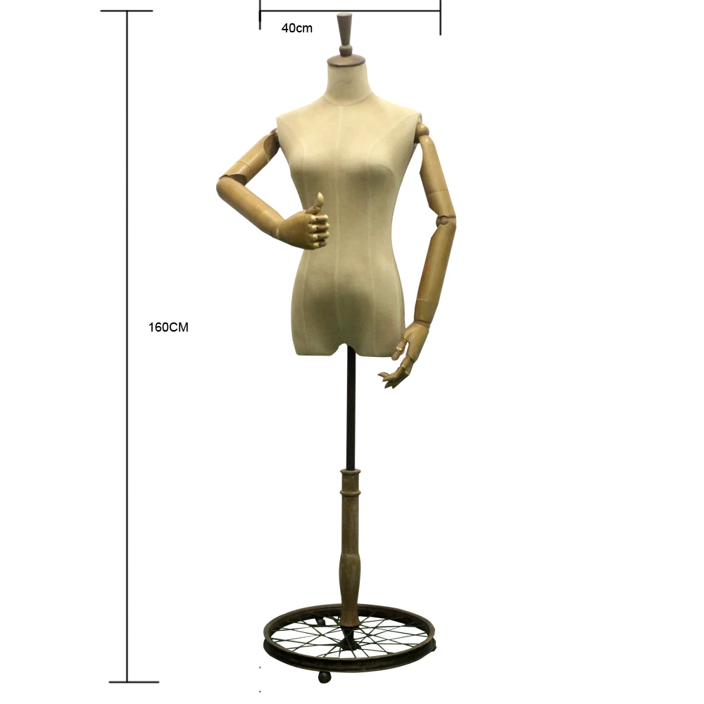 Wheel Female Mannequins With Flexible Arms,Boutique Female Vintage