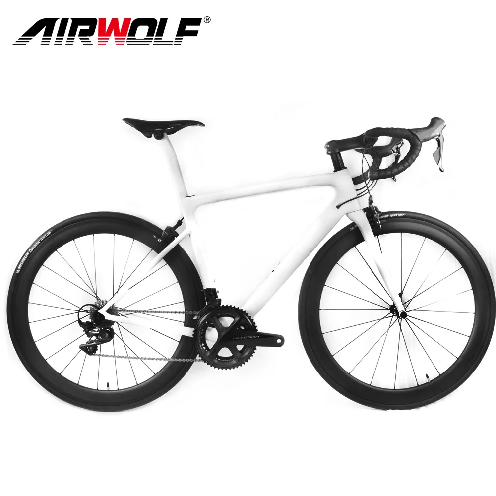 

AIRWOLF Complete Road Carbon Bike White Color Carbon Bike With Groupset Shimano R8000 22 Speed Road Bicycle Cycling