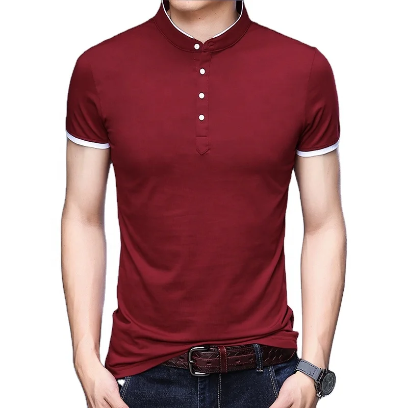 

2019 New arrival western style high quality cotton stand collar short sleeve slim fit plus size man shirt, Plain