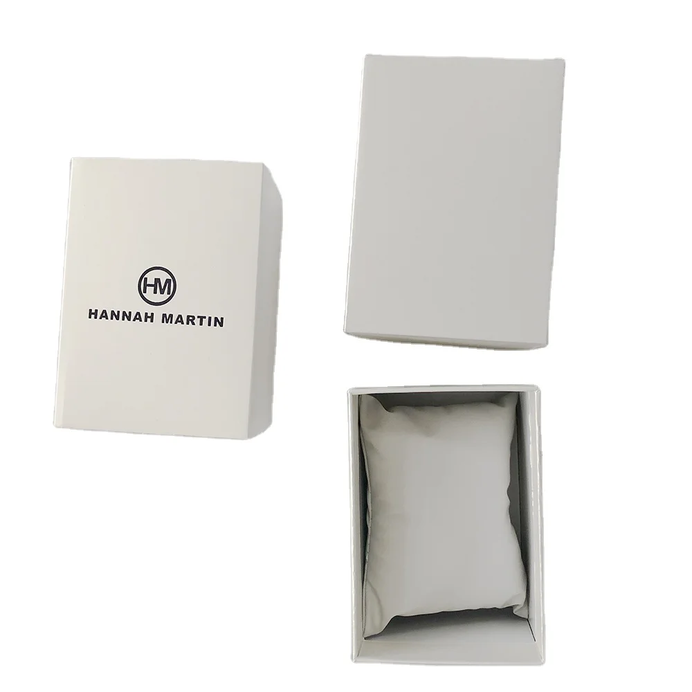 

Wholesale Hot Sale Popular Hanna Martin Brand Leather Pillow Customized Logo White Paper Gift Box Packing Box for Wrist Watches, Black,white