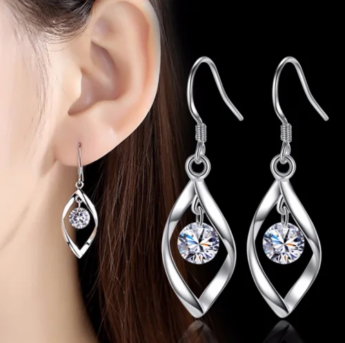 

Women 925 Sterling Silver Stud Studs Round Xmas Leaf Drop Dangle Hook Earrings