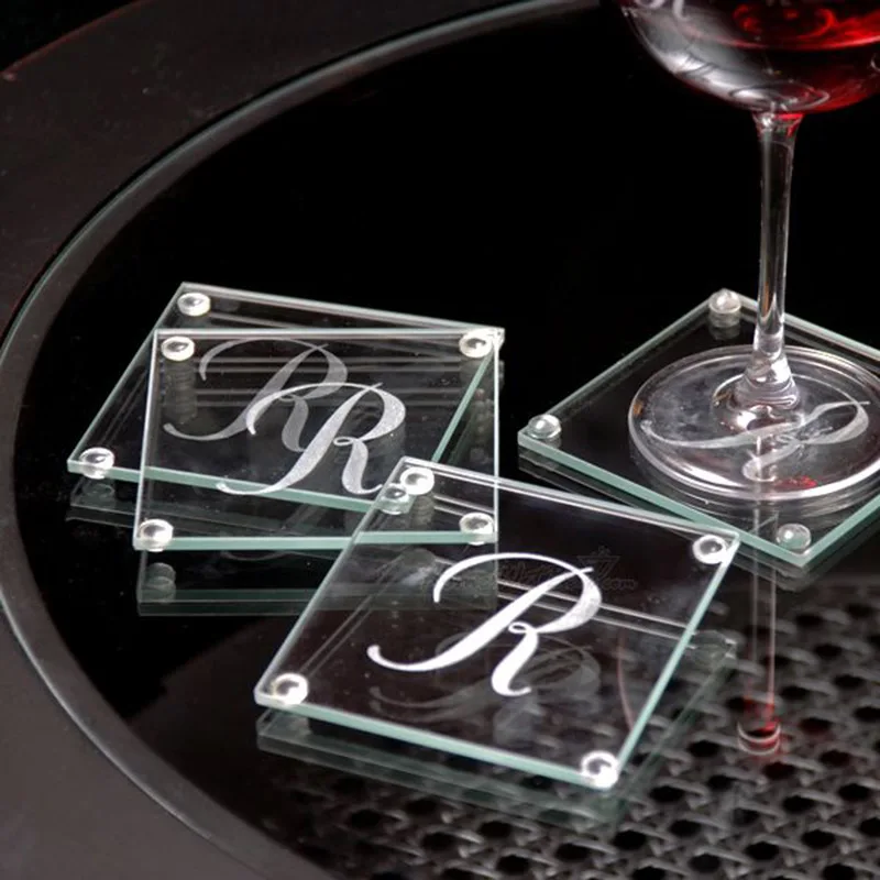 Custom Wholesale Sublimation Glass Coasters Wedding Favors Clear Blank