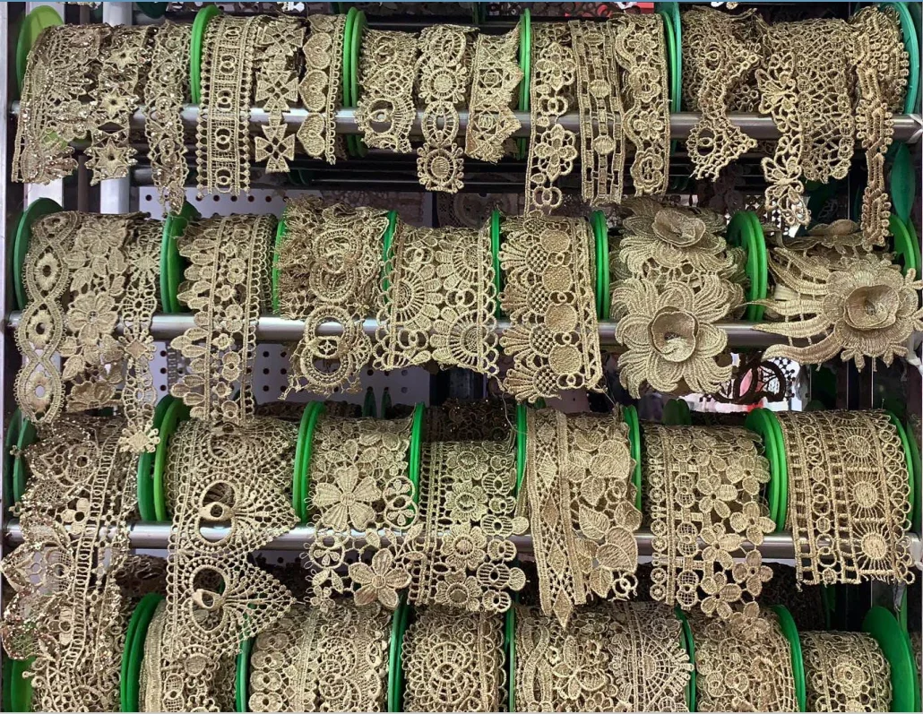 

2021 african guipure golden lace manufacturer fancy embroidery lace decorative trim