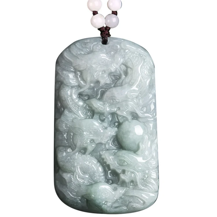 

Natural Burmese a cargo jade jade dragon brand kowloon protector zodiac dragon ice jade pendant, Green