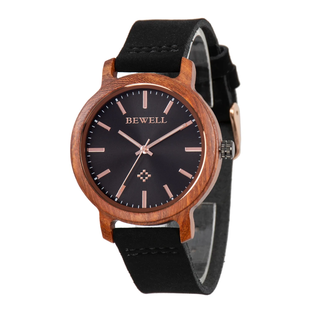 

Newest Leather Band Walnut Wooden Watch Unique Minimalist Wood Watch Men