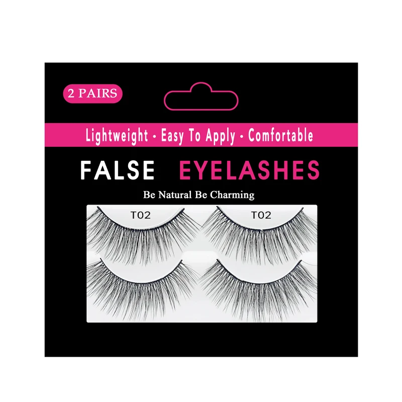 
2 Pairs Handmade Private Label Synthetic Hair Custom Eyelash Box 3D Eyelash Vendors 