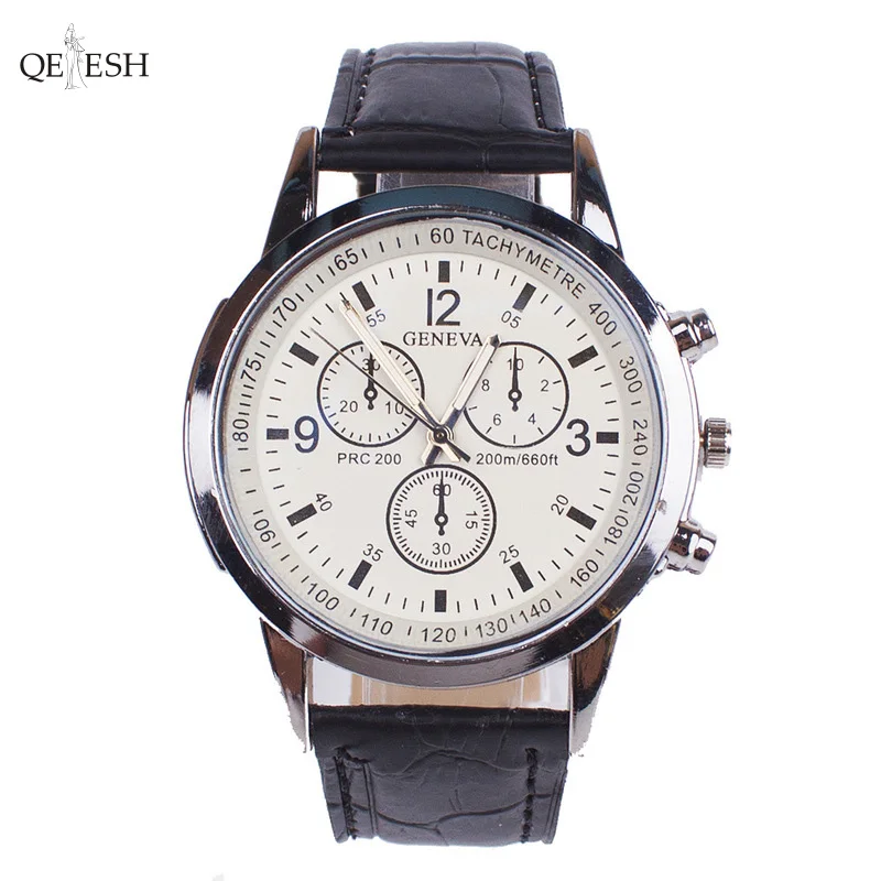 

Qetesh Amazon Hot Sale Blue Light Glass Wrist Quartz Automatic Leather Watch Fashion Bracelet And Watch Set, As picture show